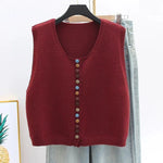 Vivian | Women's Sleeveless Button Front Cardigan - Apricot