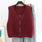Vivian | Women's Sleeveless Button Front Cardigan - Apricot