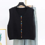 Vivian | Women's Sleeveless Button Front Cardigan - Black
