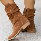Francesca | Women's Block Heel Suede Look Mid Calf Knee-High Boots