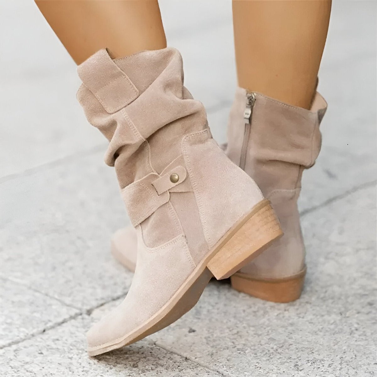 Francesca | Women's Block Heel Suede Look Mid Calf Knee-High Boots