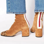 Catalina | Women's Block Heel Leather Look Square Toe Ankle Boots