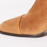 Catalina | Women's Block Heel Leather Look Square Toe Ankle Boots