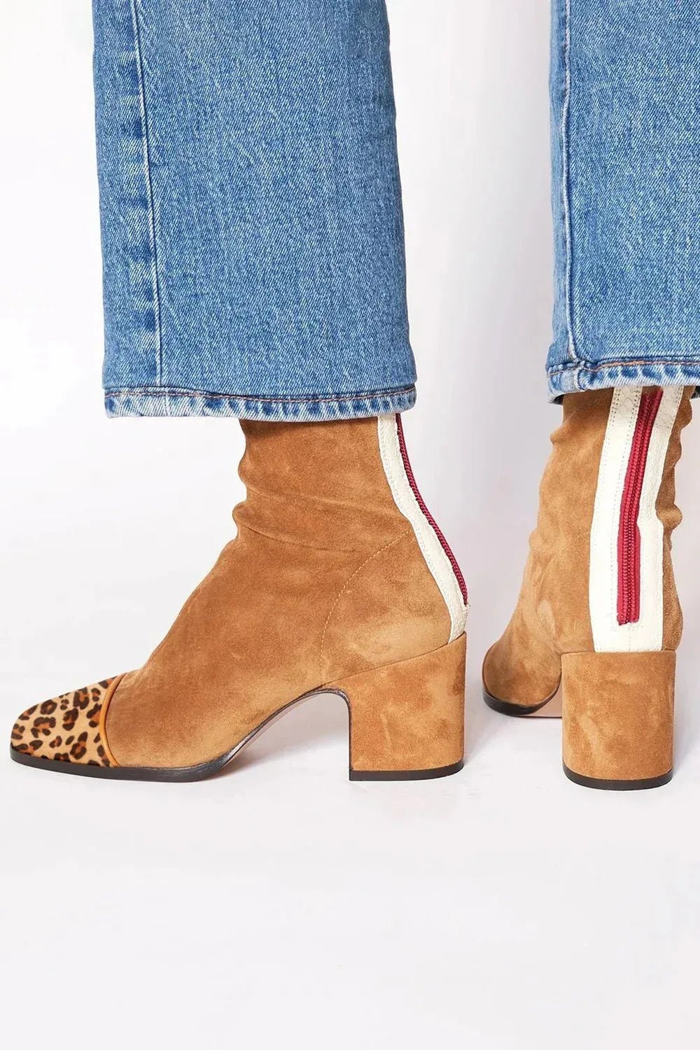 Catalina | Women's Block Heel Leather Look Square Toe Ankle Boots