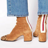 Catalina | Women's Block Heel Leather Look Square Toe Ankle Boots