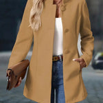 Susanna | Women's Open Front Longline Stand Collar Blazer - Cream