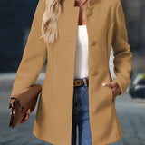 Susanna | Women's Open Front Longline Stand Collar Blazer - Cream