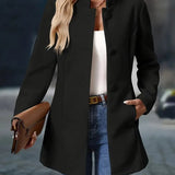 Susanna | Women's Open Front Longline Stand Collar Blazer