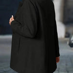 Susanna | Women's Open Front Longline Stand Collar Blazer - Black
