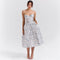 Isla | Women's Corset Satin Midi Cocktail Dress - Rose