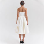 Isla | Women's Corset Satin Midi Cocktail Dress