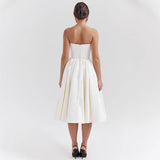 Isla | Women's Corset Satin Midi Cocktail Dress