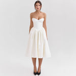 Isla | Women's Corset Satin Midi Cocktail Dress