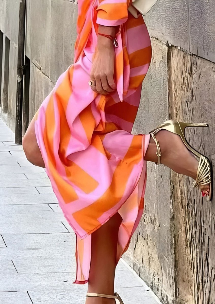 Diane | Women's Long Sleeve Wrap Striped Midi Dress