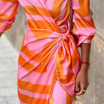 Diane | Women's Long Sleeve Wrap Striped Midi Dress