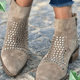 Piper | Women's Block Heel Suede Look Studded Ankle Boots