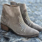Piper | Women's Block Heel Suede Look Studded Ankle Boots