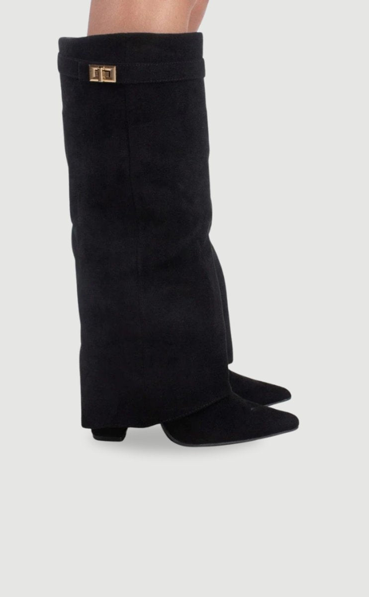 Willa | Women's Suede Look Fold Over Knee-High Boots