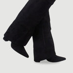 Willa | Women's Suede Look Fold Over Knee-High Boots