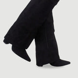 Willa | Women's Suede Look Fold Over Knee-High Boots