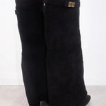Willa | Women's Suede Look Fold Over Knee-High Boots