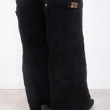 Willa | Women's Suede Look Fold Over Knee-High Boots