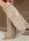 Eleanor | Women's Wedge Suede Look Buckle Knee-High Boots - Apricot