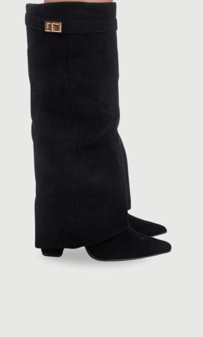 Whitney | Women's Suede Look Buckle Pointed Toe Boots