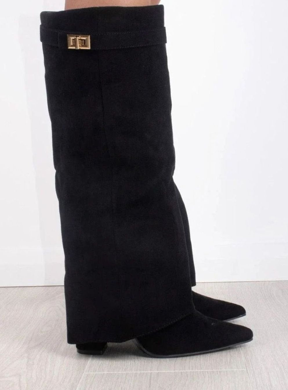 Whitney | Women's Suede Look Buckle Pointed Toe Boots