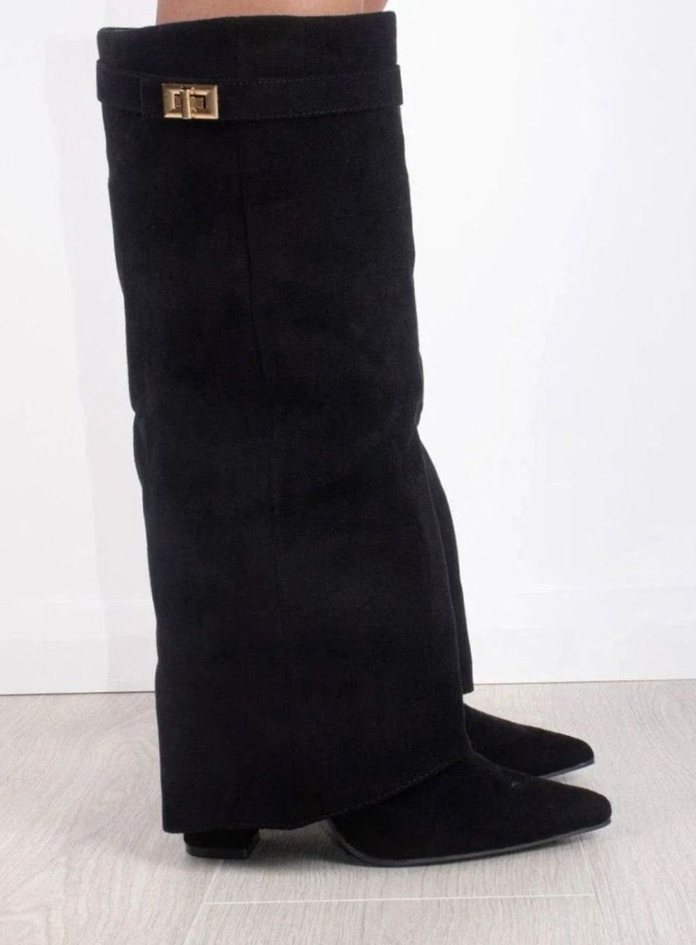 Whitney | Women's Suede Look Buckle Pointed Toe Boots