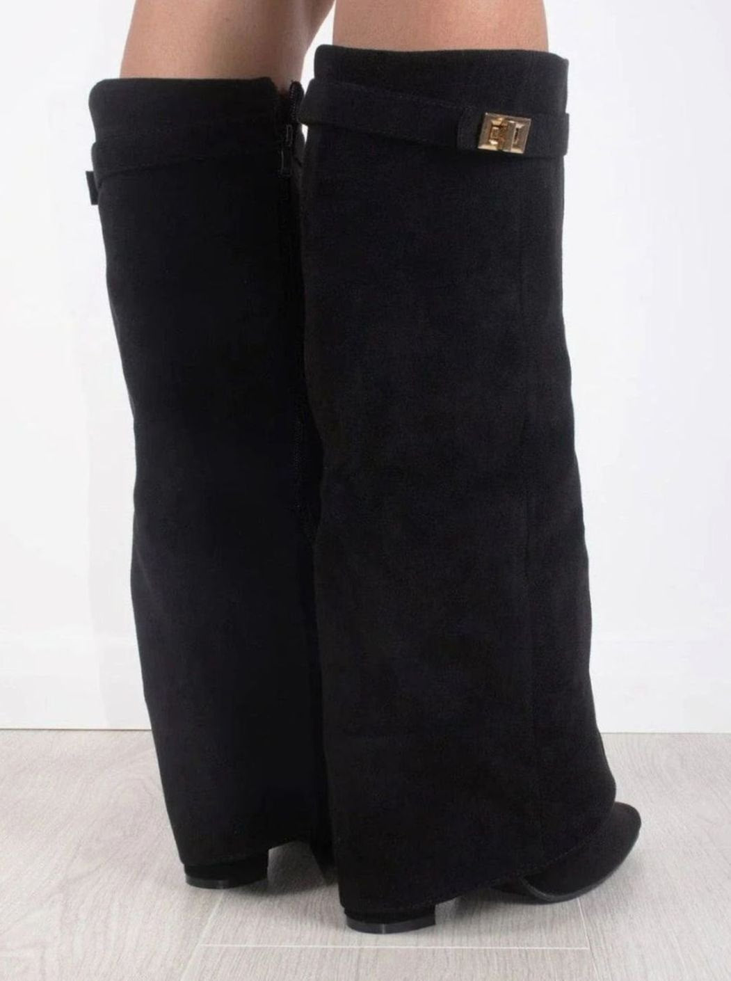 Whitney | Women's Suede Look Buckle Pointed Toe Boots