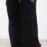Whitney | Women's Suede Look Buckle Pointed Toe Boots