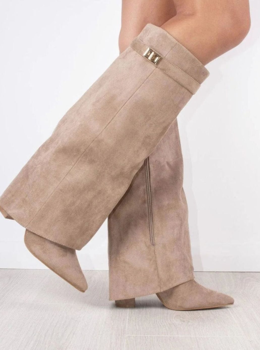 Whitney | Women's Suede Look Buckle Pointed Toe Boots