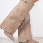 Whitney | Women's Suede Look Buckle Pointed Toe Boots