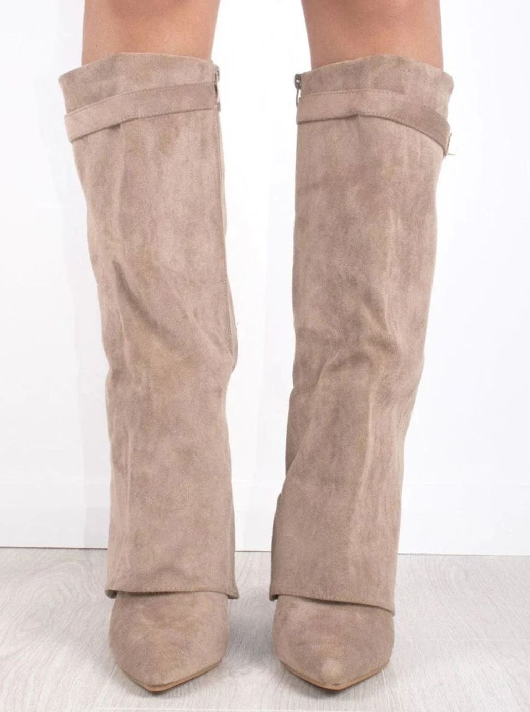 Whitney | Women's Suede Look Buckle Pointed Toe Boots