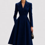 Annie | Women's Long Sleeve Tailored Coat - Navy Blue