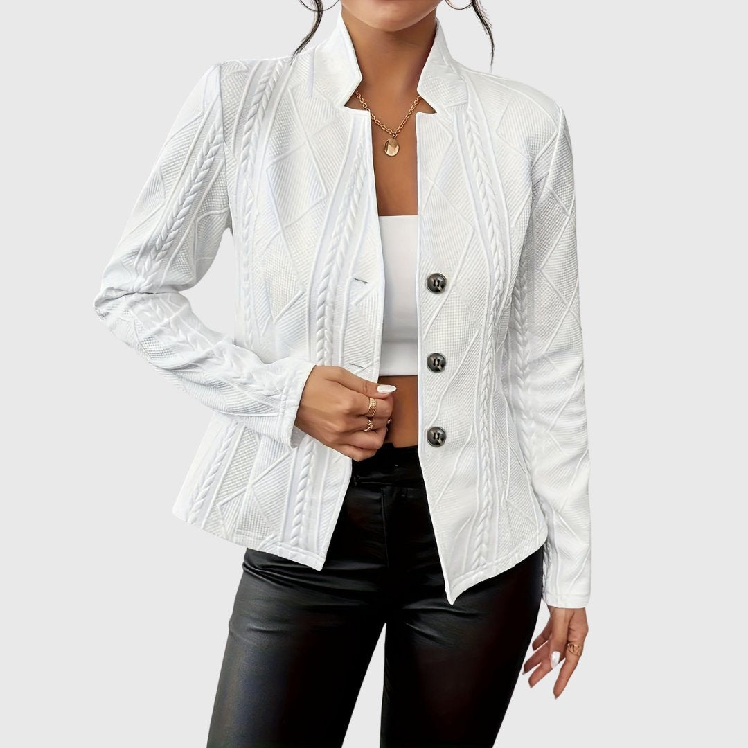 Emma | Women's Quilted Tailored Cable Knit Blazer