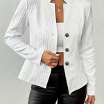 Emma | Women's Quilted Tailored Cable Knit Blazer - White