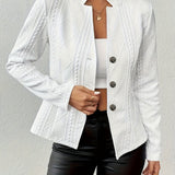 Emma | Women's Quilted Tailored Cable Knit Blazer - White