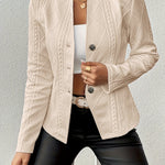 Emma | Women's Quilted Tailored Cable Knit Blazer - Beige