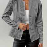 Emma | Women's Quilted Tailored Cable Knit Blazer - Gray