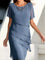 Christina | Women's Chiffon Tiered Short Sleeve Cocktail Dress - Blue