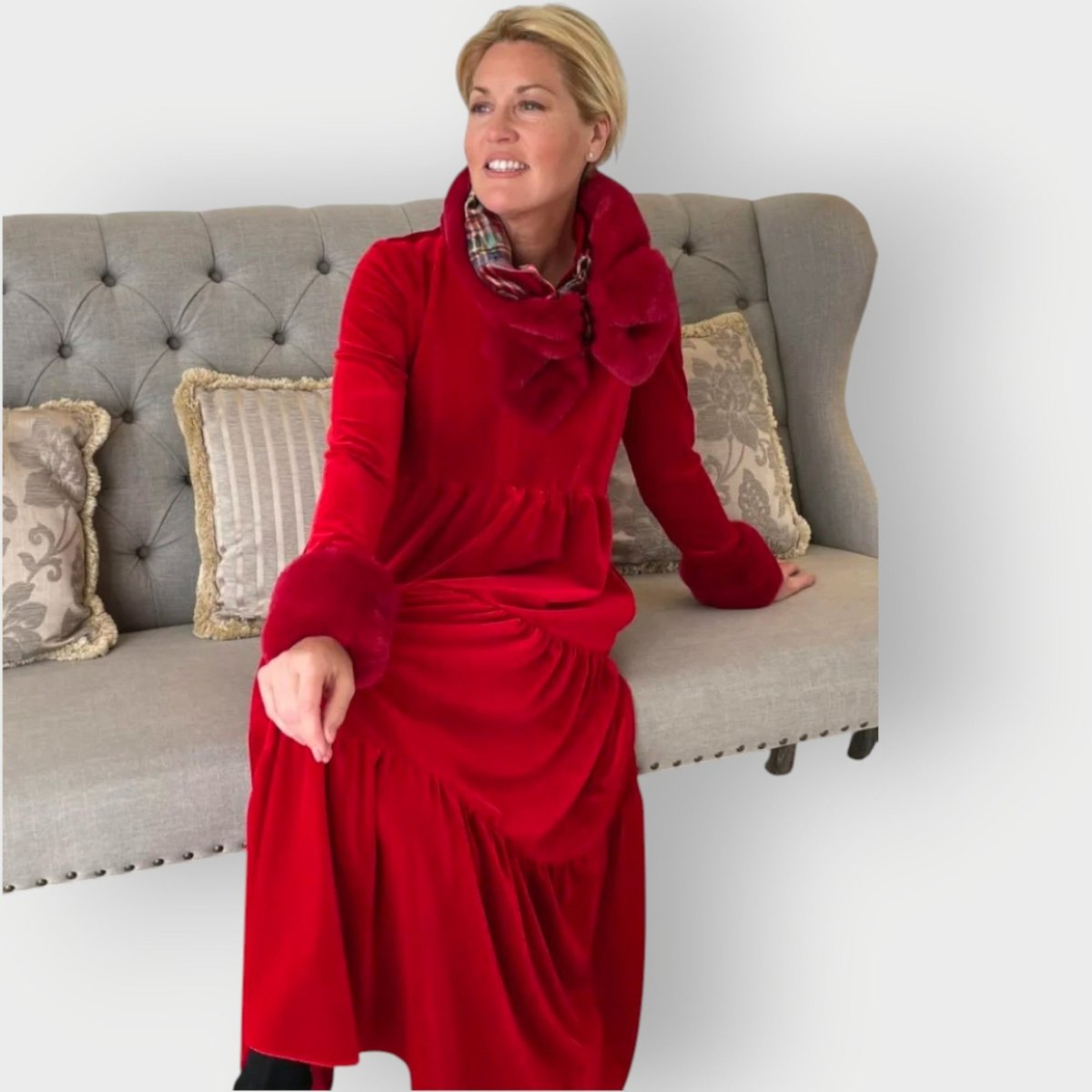 Lottie | Women's Long Sleeve Velvet V Neck Maxi Dress