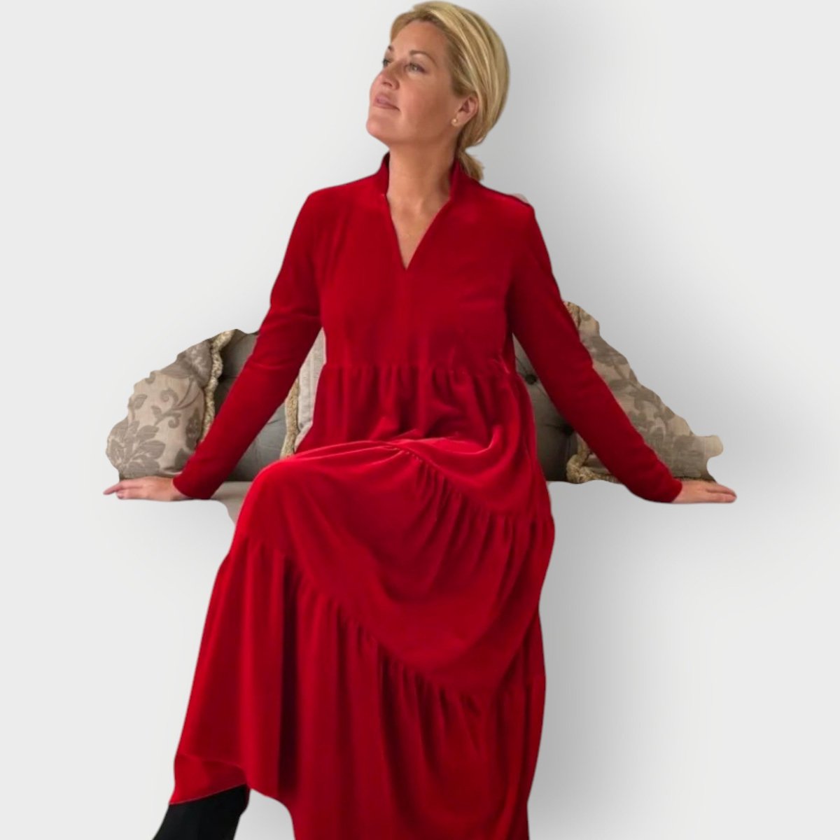 Lottie | Women's Long Sleeve Velvet V Neck Maxi Dress
