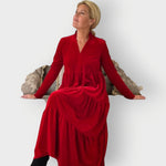 Lottie | Women's Long Sleeve Velvet V Neck Maxi Dress