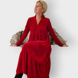 Lottie | Women's Long Sleeve Velvet V Neck Maxi Dress