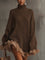 Tilda | Women's Oversized Turtleneck Jumper - Brown
