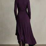 Courtney | Women's Long Sleeve Asymmetric Turtleneck Jumper - Purple
