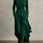Courtney | Women's Long Sleeve Asymmetric Turtleneck Jumper - Green