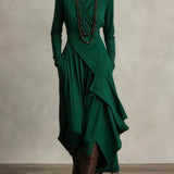 Courtney | Women's Long Sleeve Asymmetric Turtleneck Jumper - Green